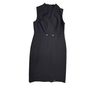 Talbots NEW Petites Wool Blend Sheath Dress 6P Navy Blue Surplice Office Classic